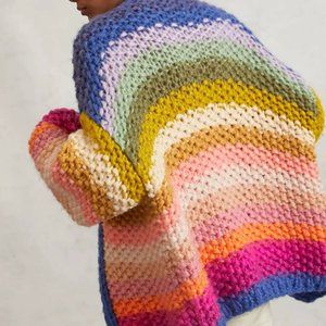 Anthropologie Rainbow Stripe Cardigan Sweater